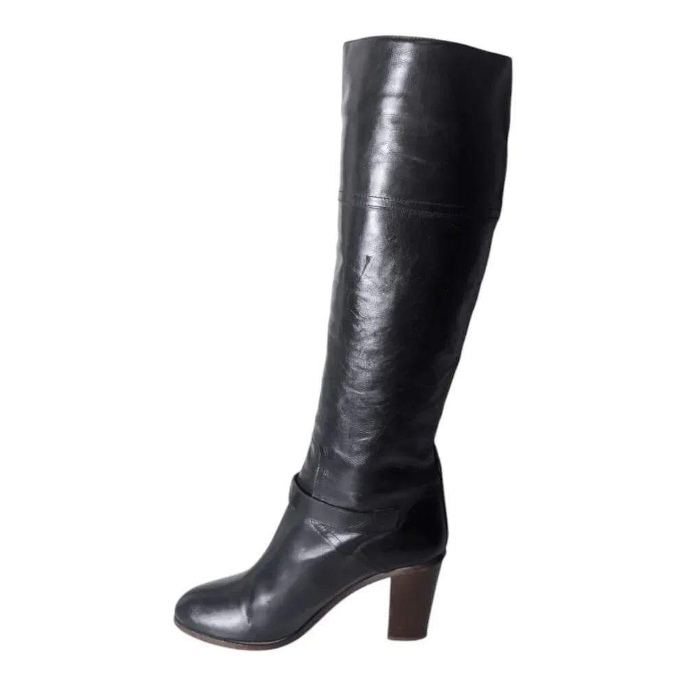 COLISE'E DE SACHA Italian Made Black Leather Over The Knee Boot Size 38